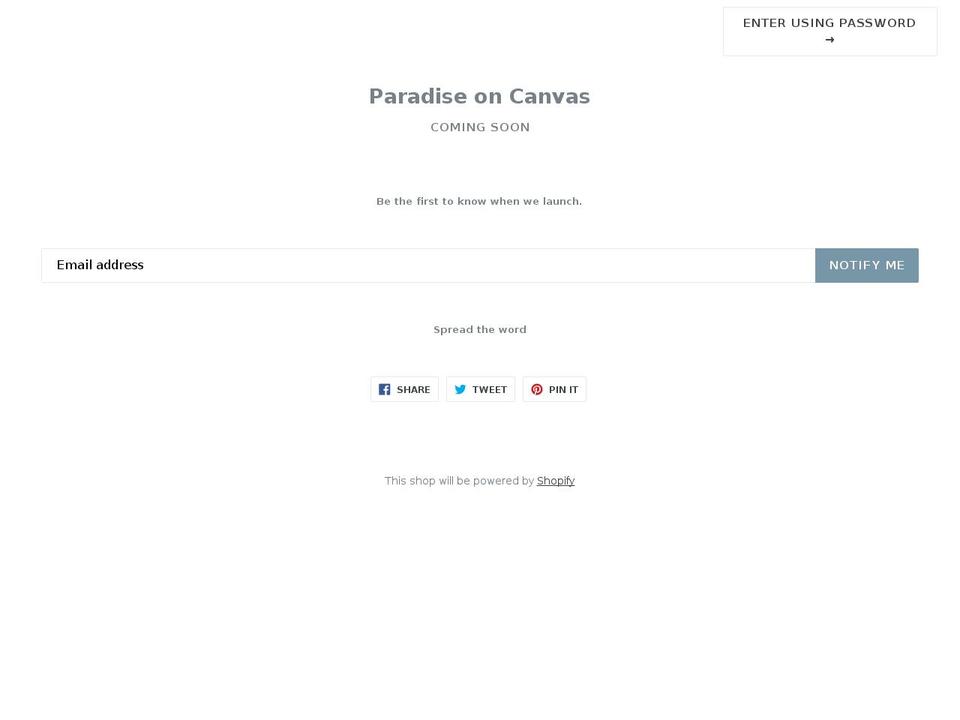 paradiseoncanvas.com — Shopify storefront screenshot