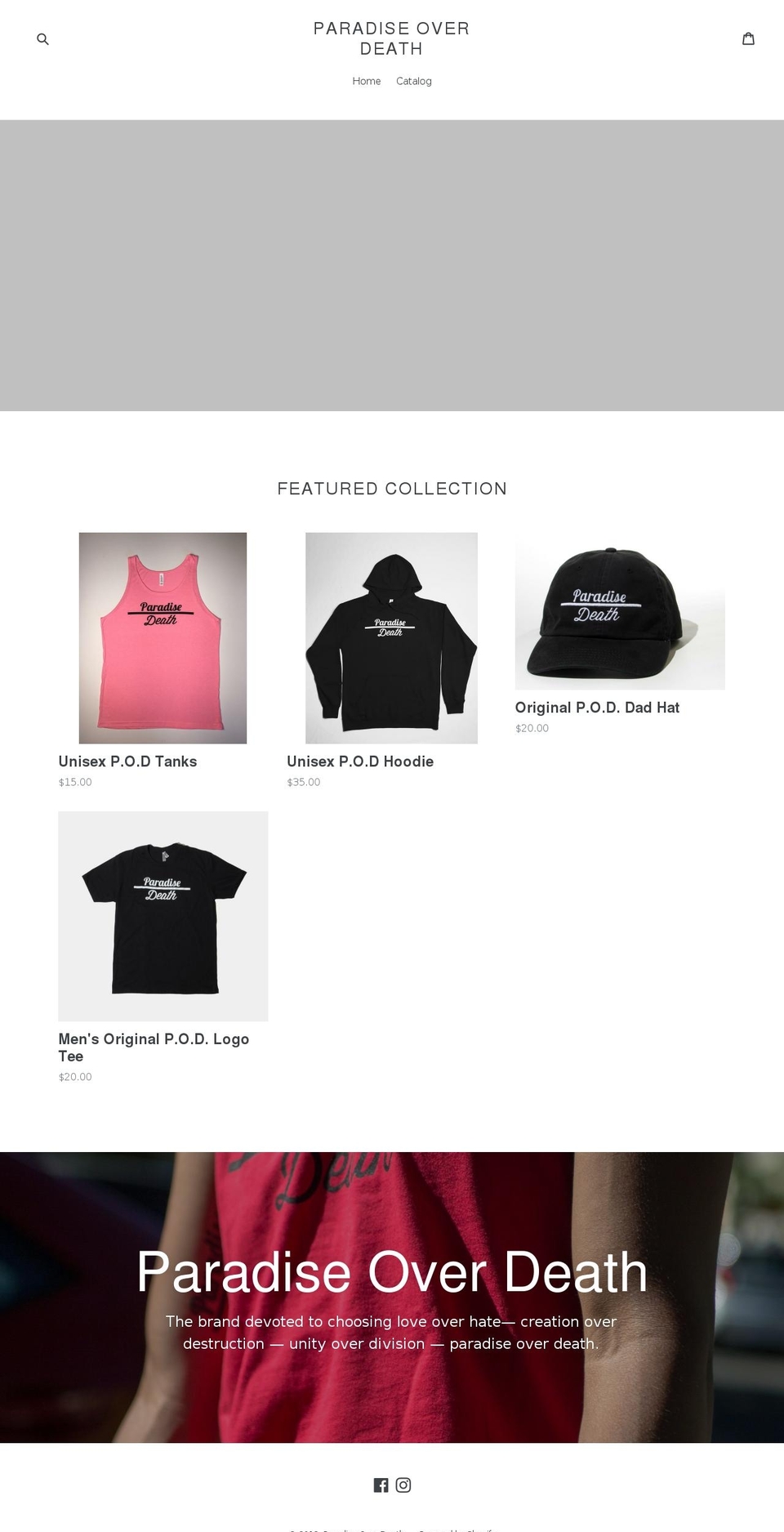 paradiseoverdeath.com shopify website screenshot
