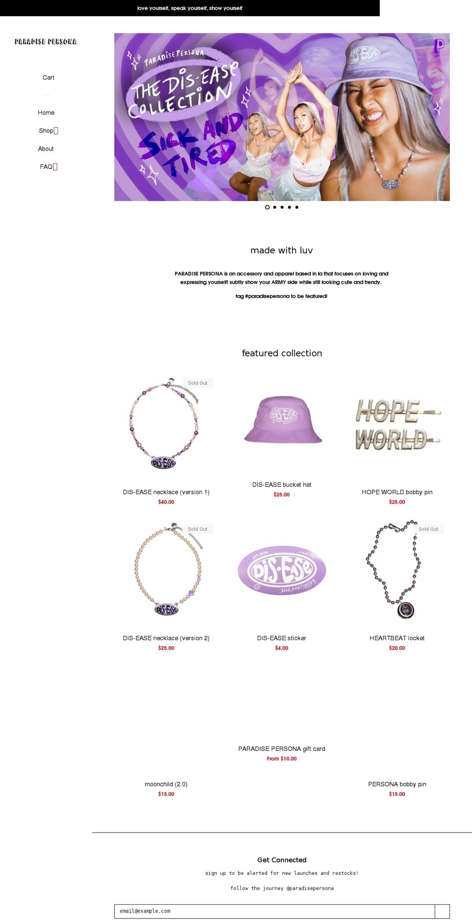 paradisepersona.com shopify website screenshot