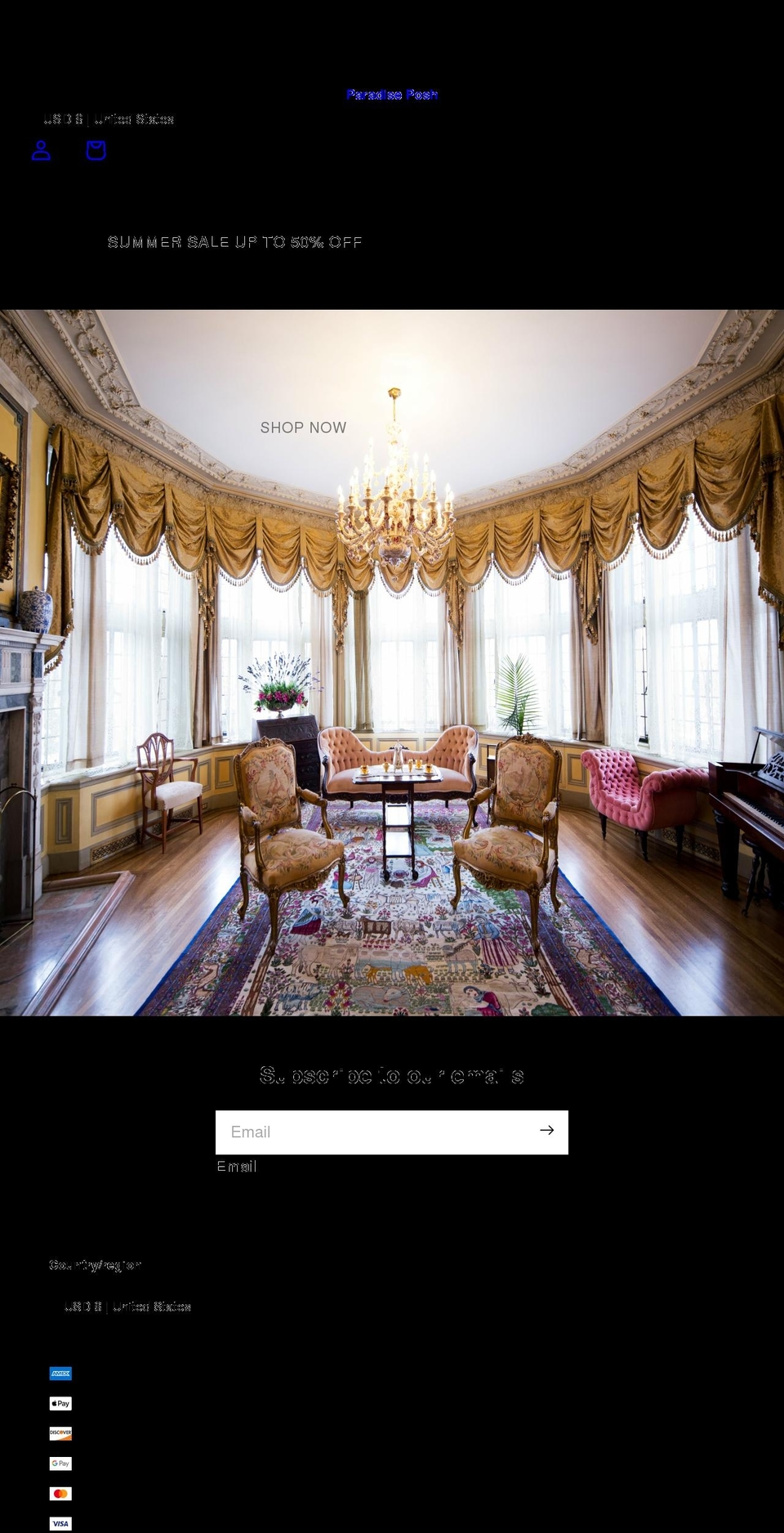 paradiseposh.com shopify website screenshot
