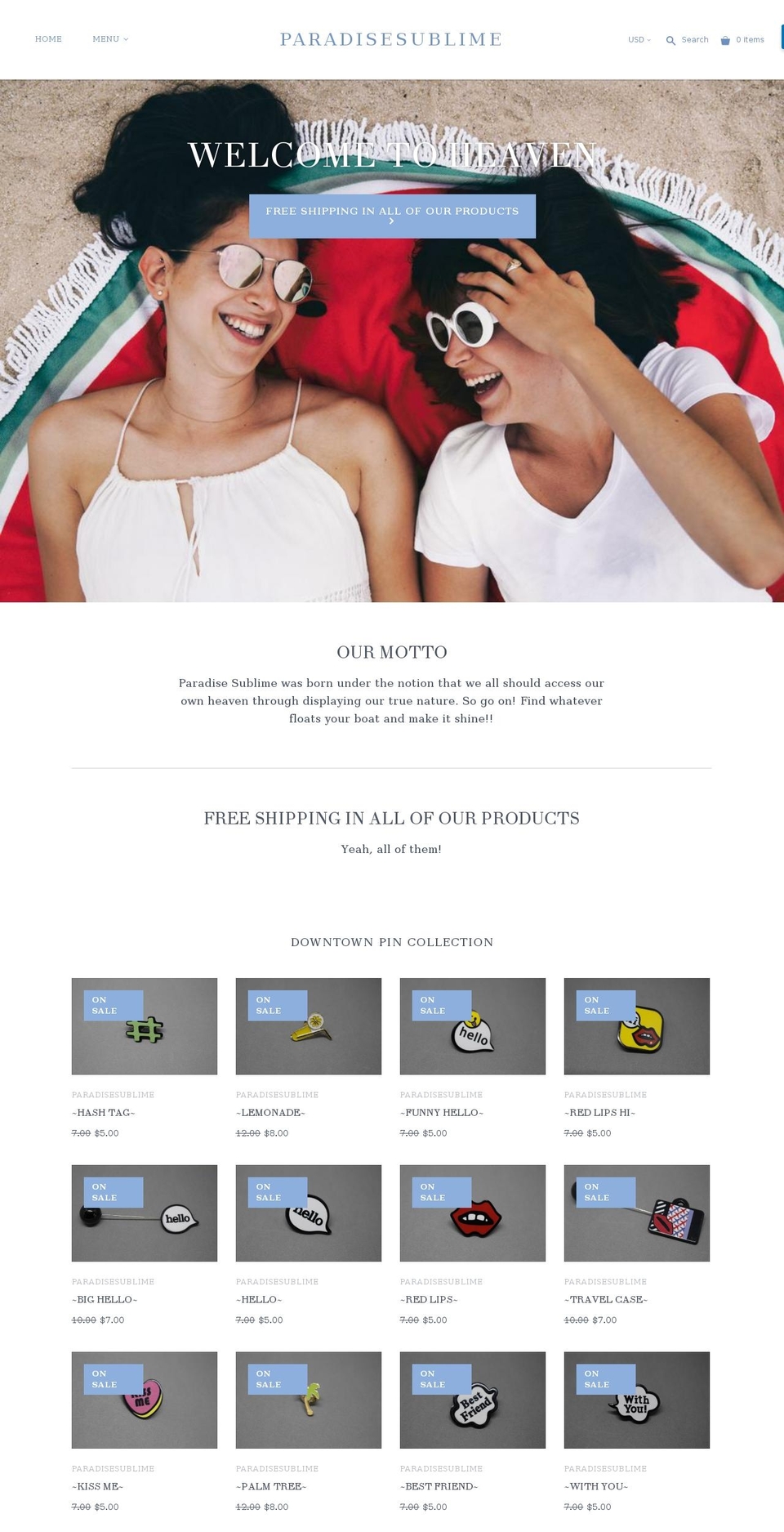 paradisesublime.com — Shopify storefront screenshot