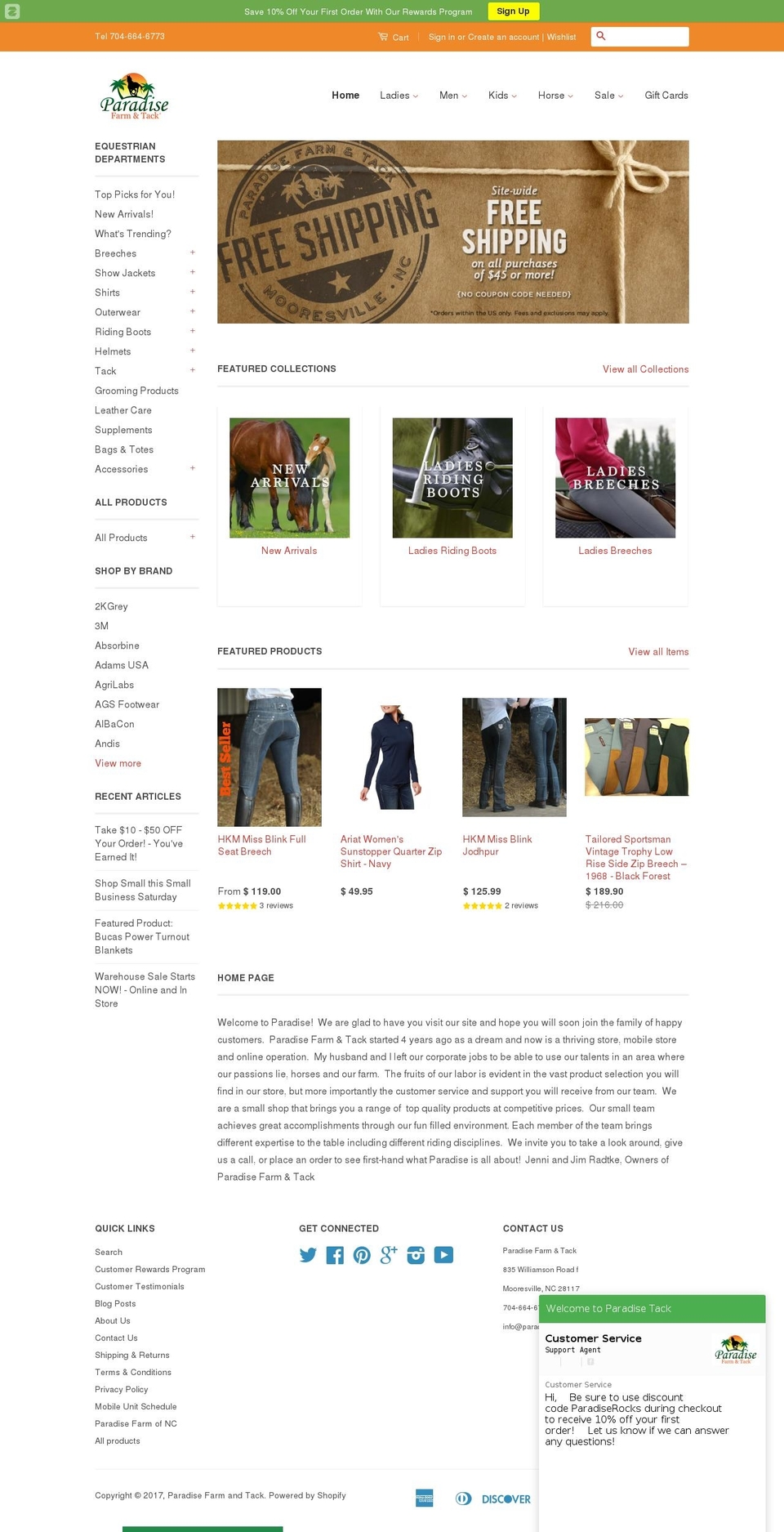 paradisetackshop.com shopify website screenshot