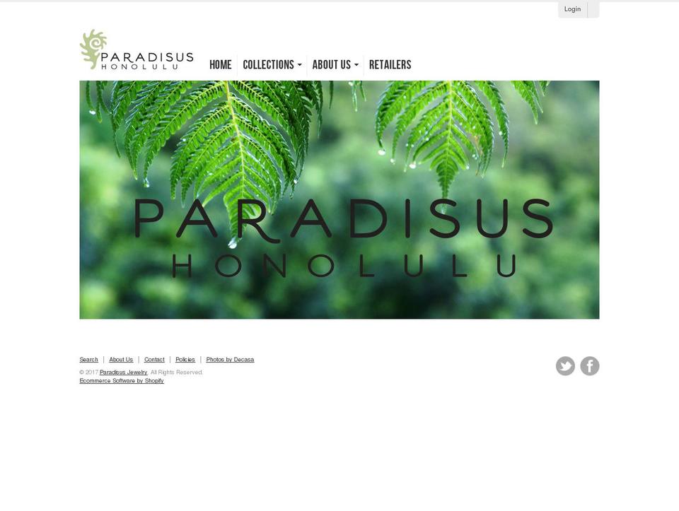 paradisusjewelry.com shopify website screenshot