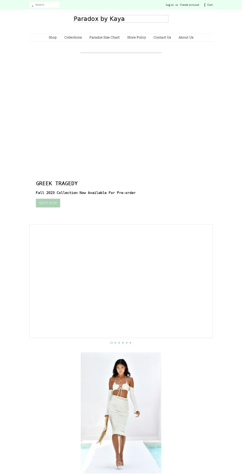 paradoxbykaya.com shopify website screenshot