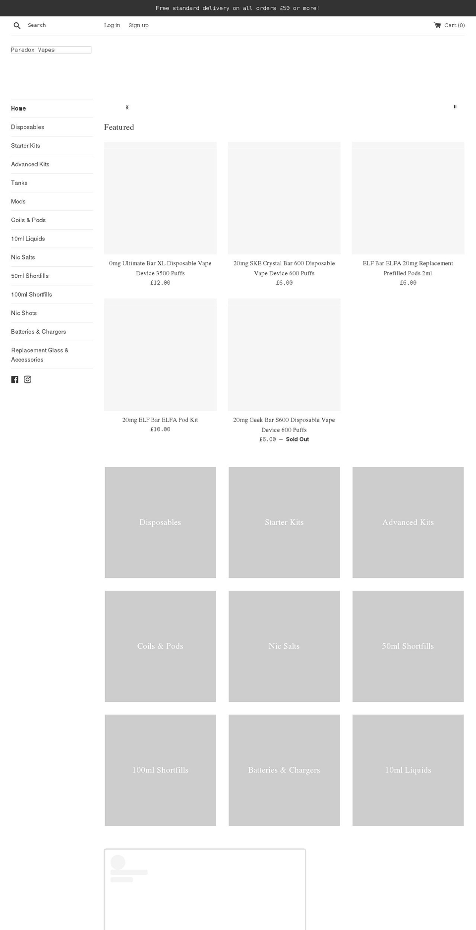 paradoxvapes.shop shopify website screenshot