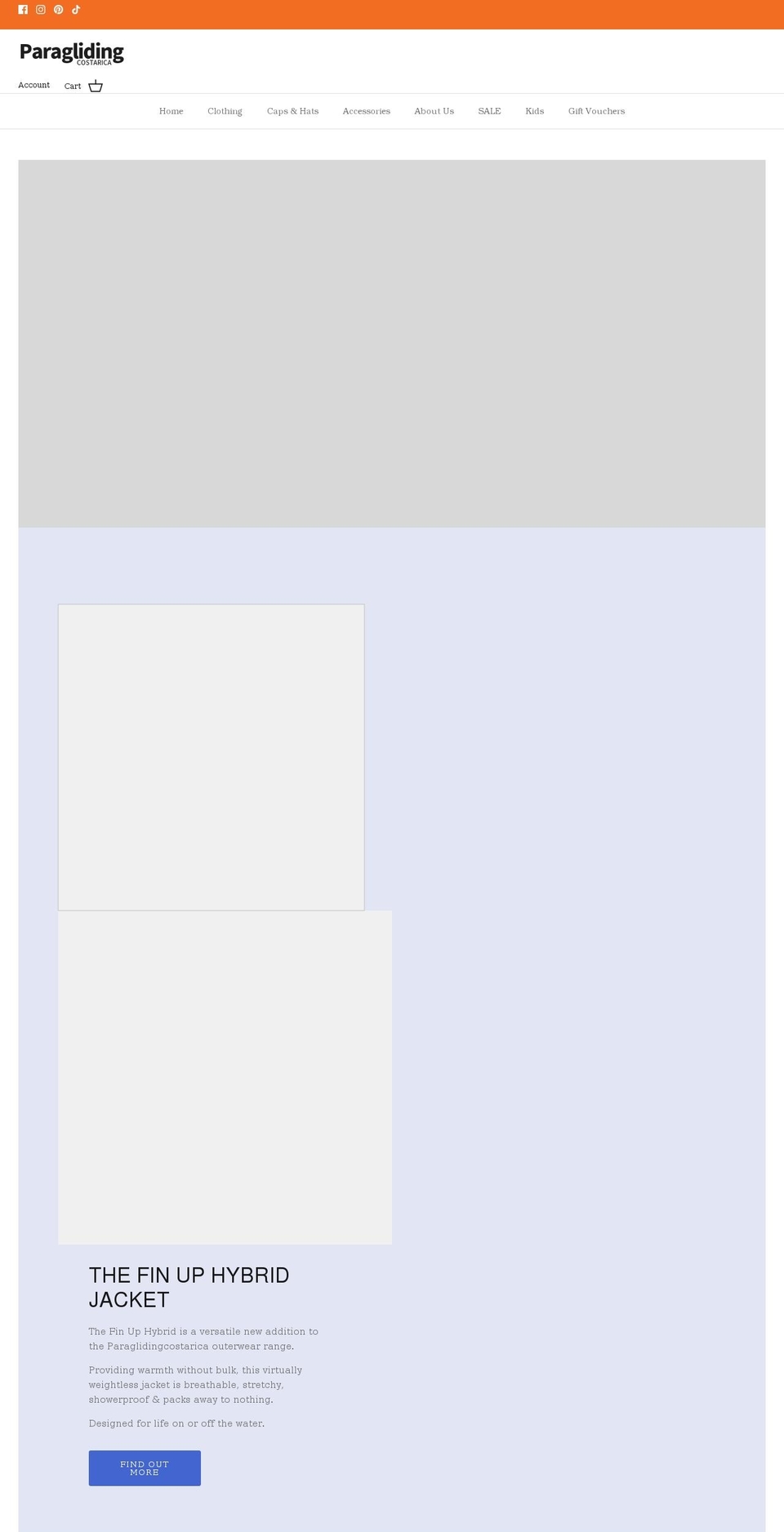 paraglidingcostarica.com shopify website screenshot