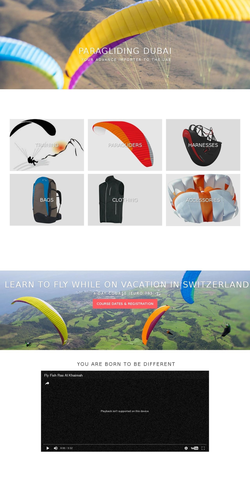 paraglidingdubai.com shopify website screenshot