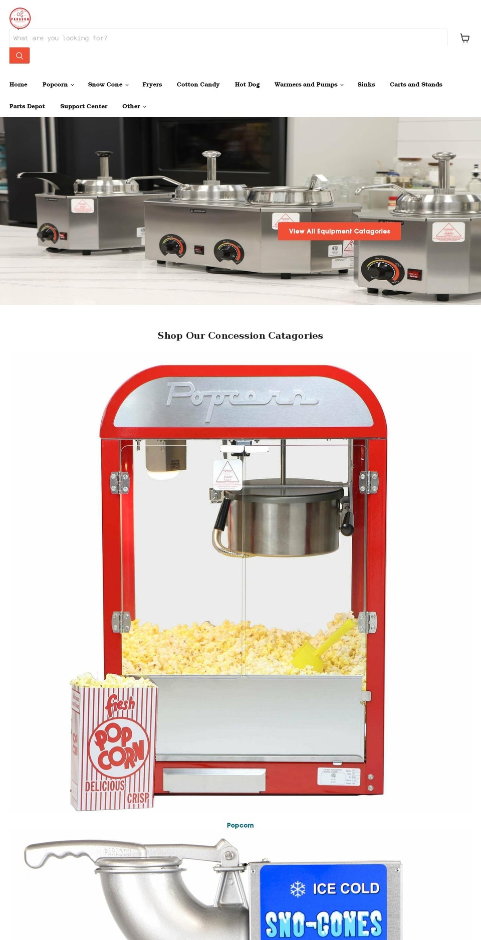 paragonconcessions.com shopify website screenshot