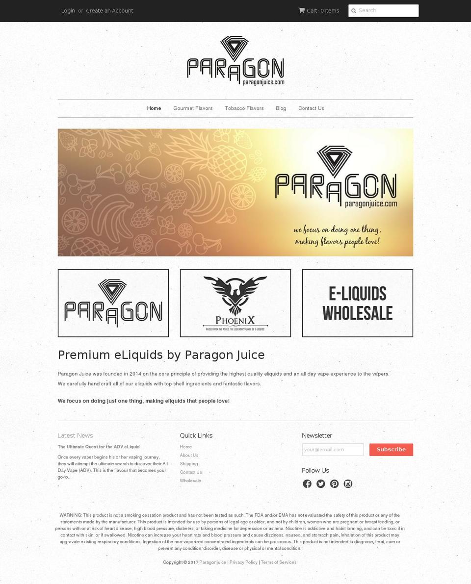 paragonjuice.com shopify website screenshot