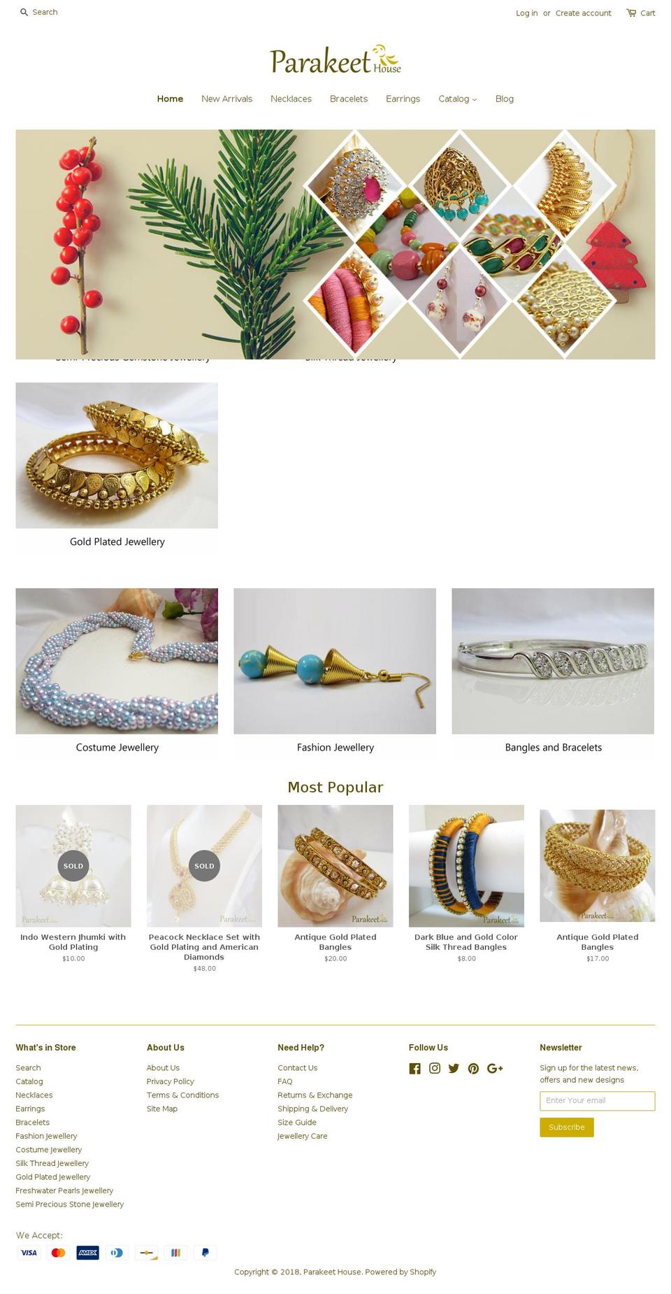 parakeethouse.com — Shopify storefront screenshot