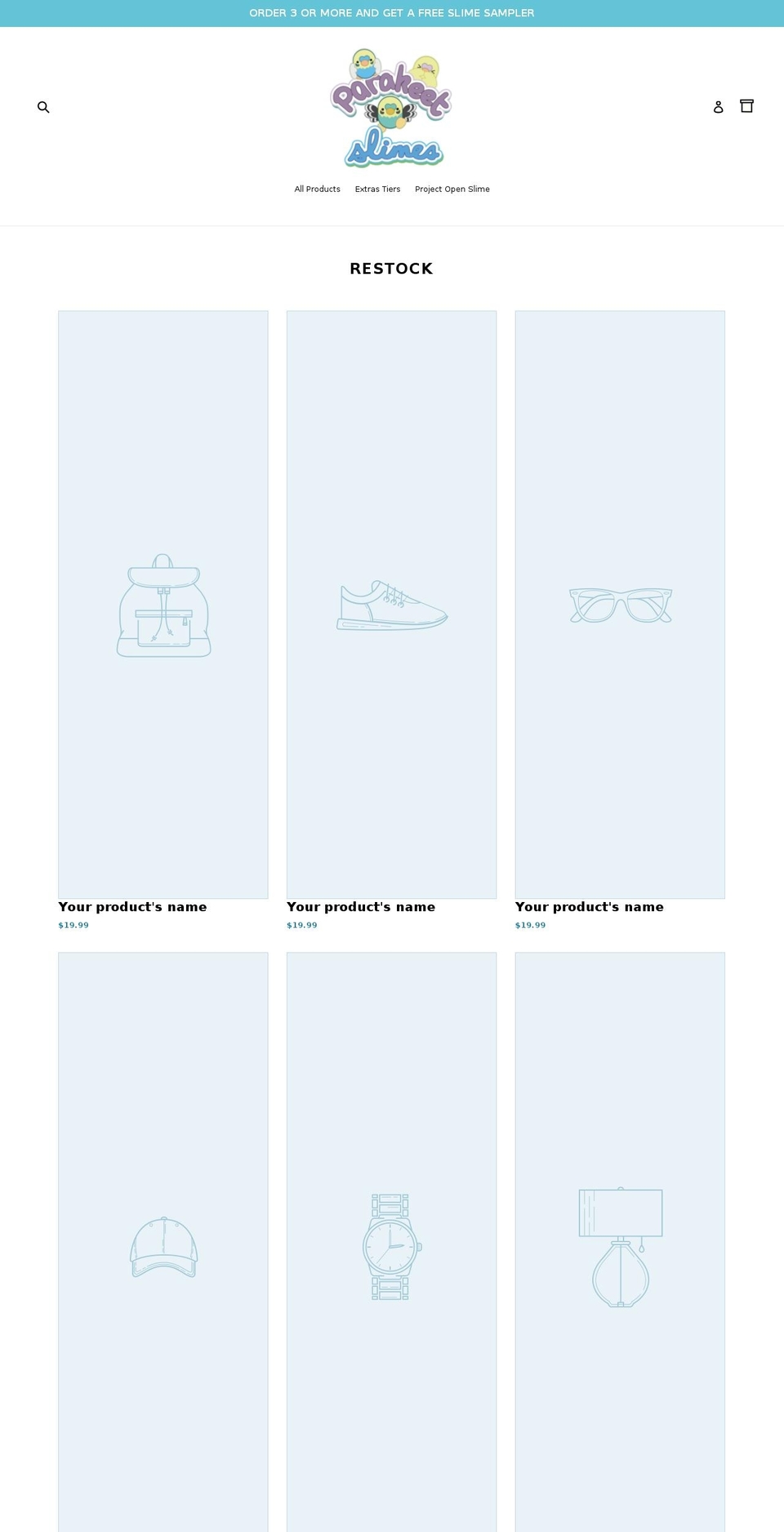 parakeetslimesshop.com — Shopify storefront screenshot