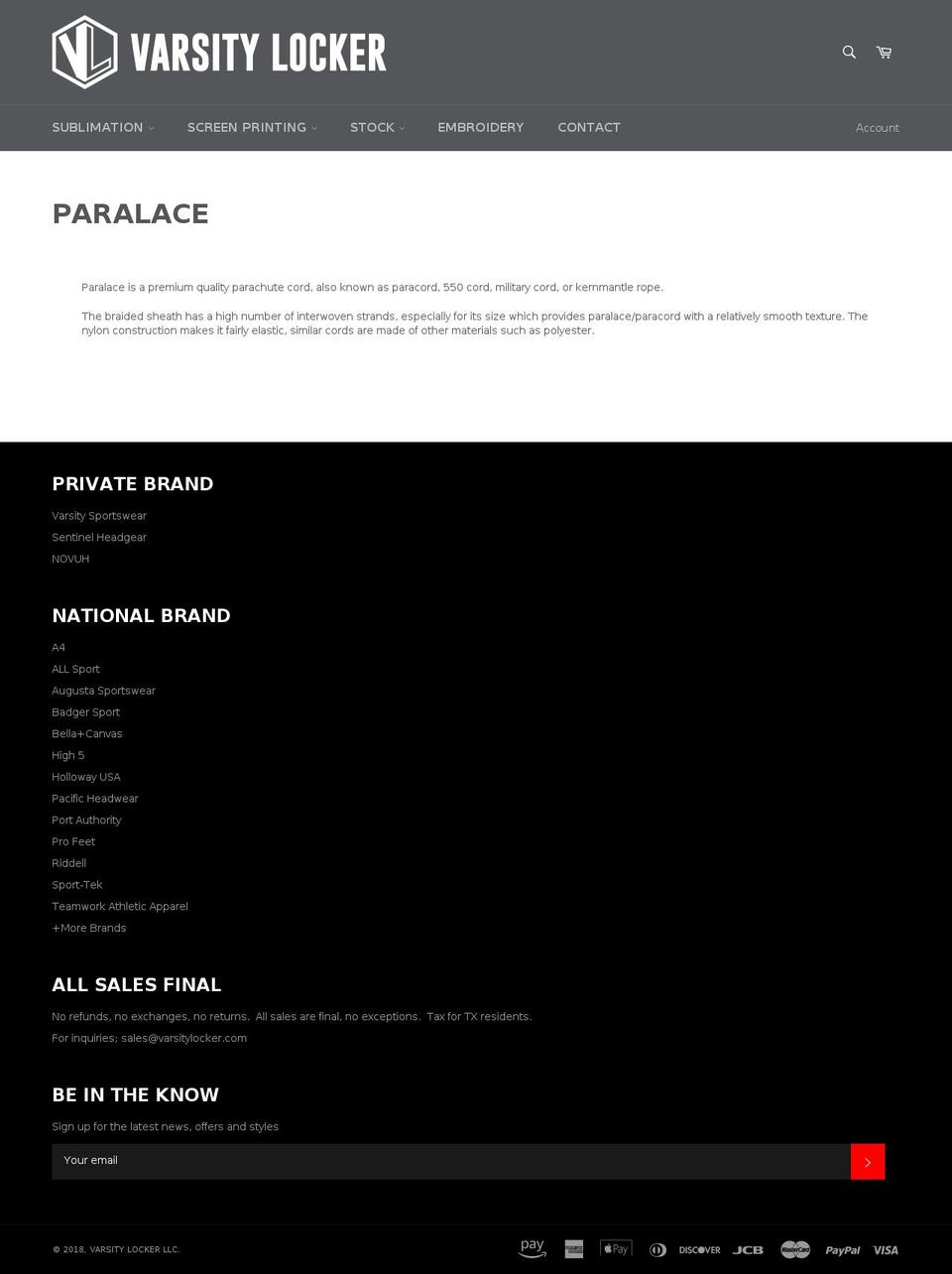 paralace.com shopify website screenshot