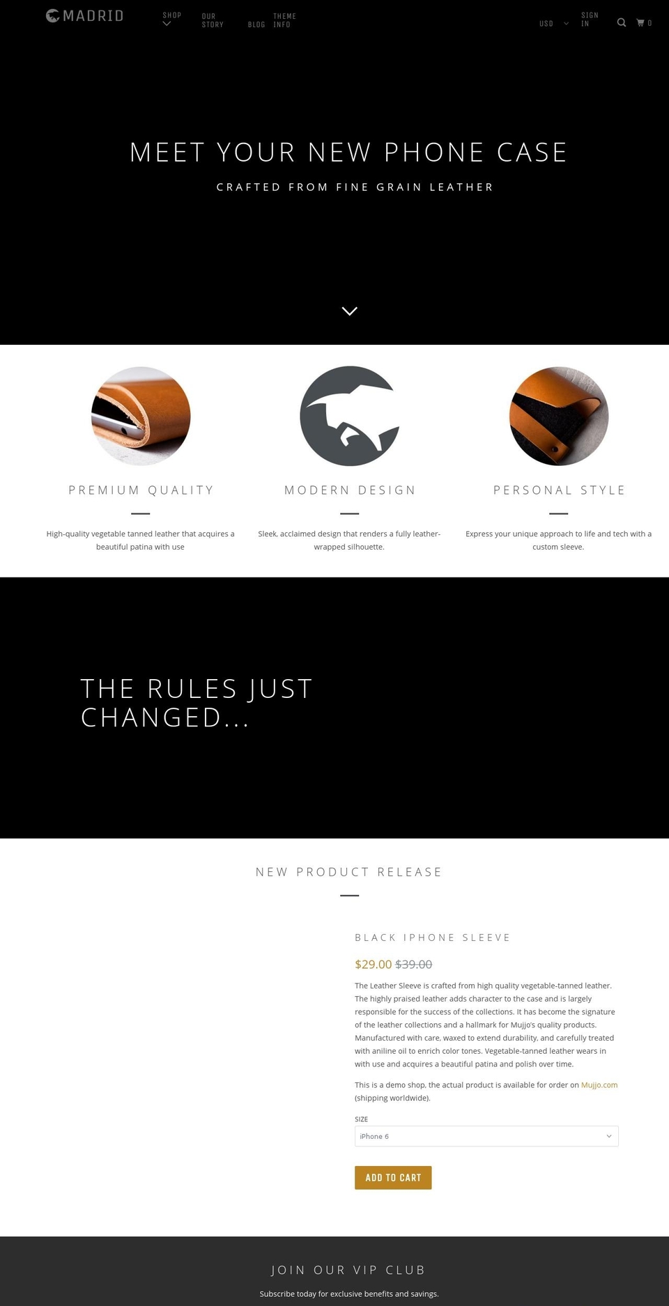 parallax-theme-madrid.myshopify.com shopify website screenshot