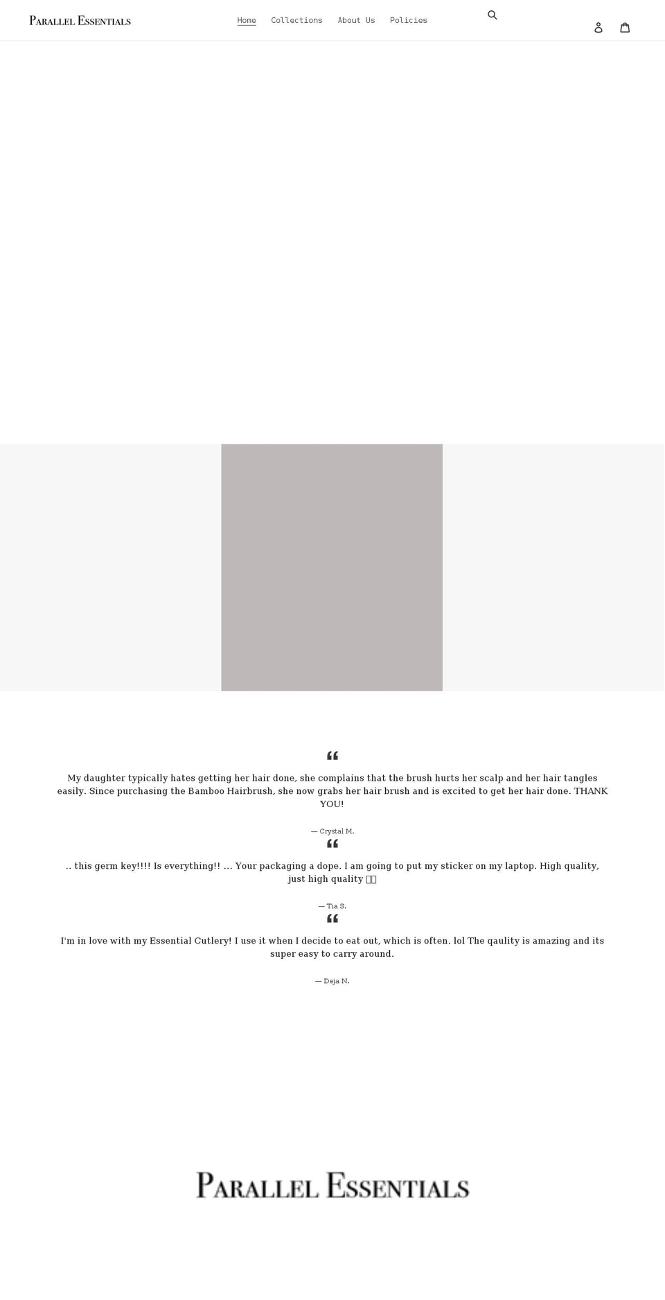parallelessentials.com shopify website screenshot