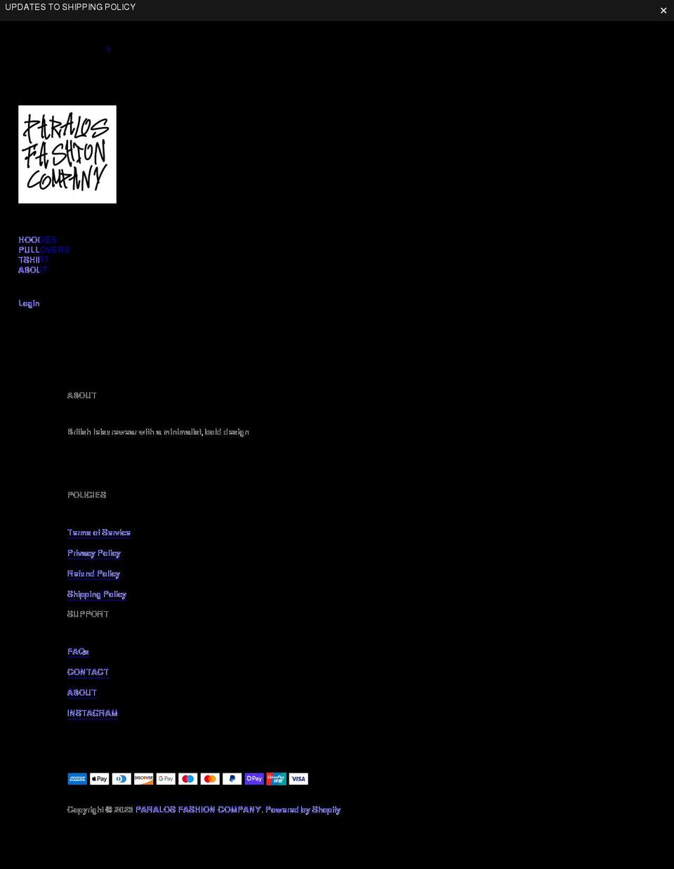 paralosfashioncompany.com shopify website screenshot