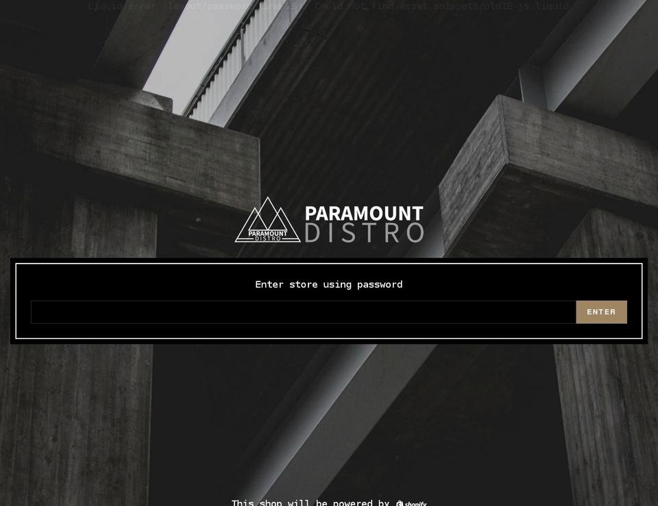 paramountdistro.com shopify website screenshot