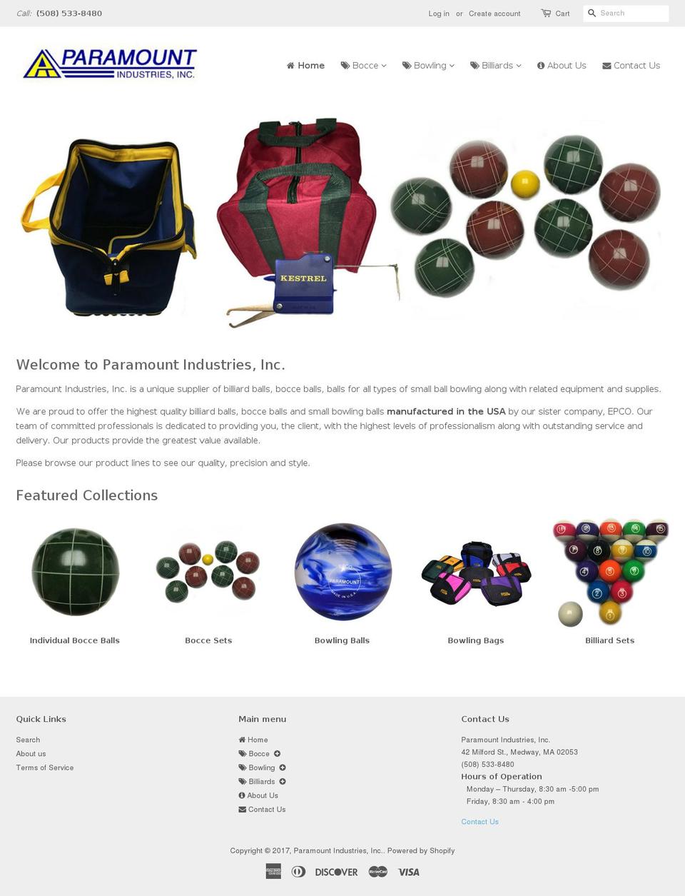 paramountindustriesinc.com shopify website screenshot