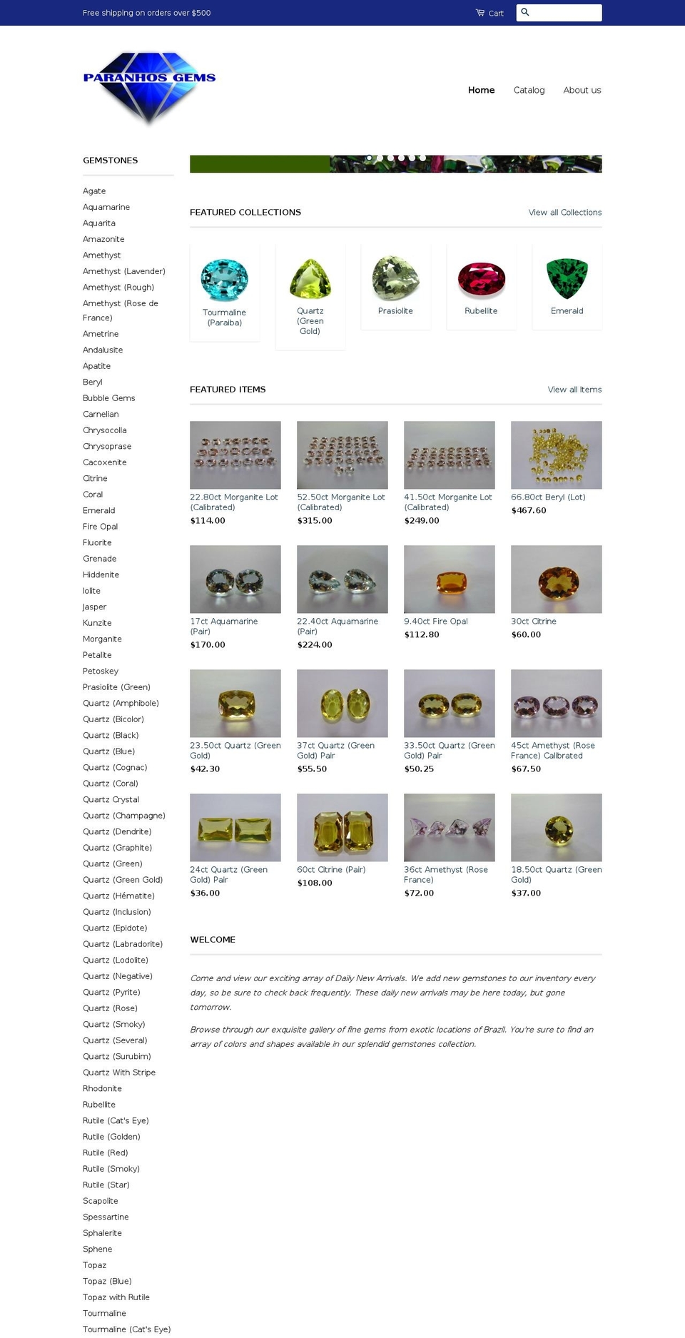 paranhosgems.com shopify website screenshot