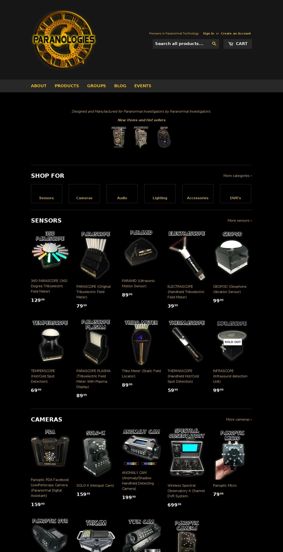paranologies.com shopify website screenshot