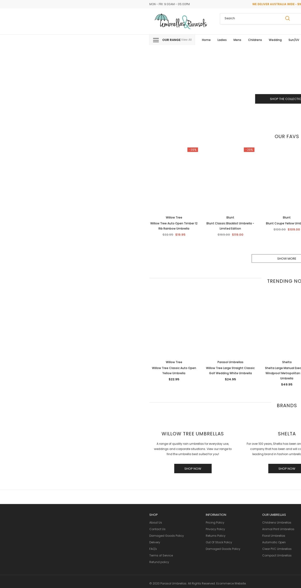 parasolumbrellas.com.au shopify website screenshot