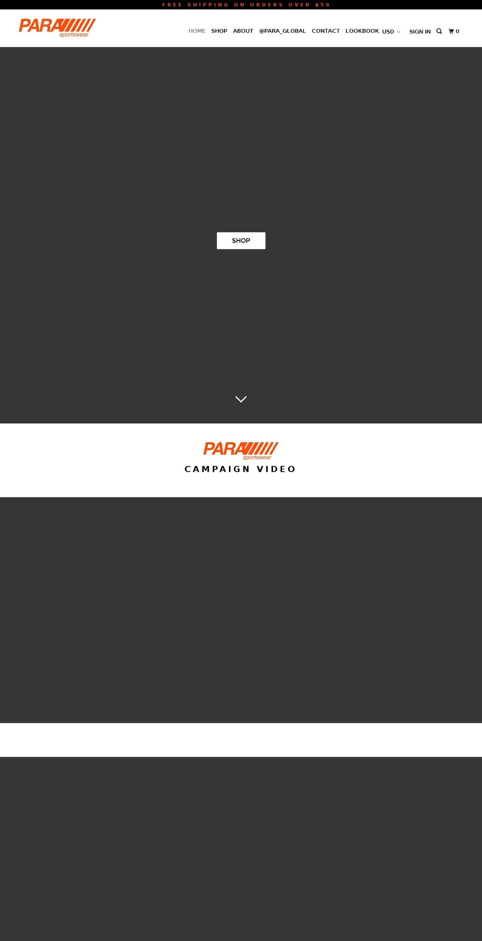 parasportswear.com shopify website screenshot