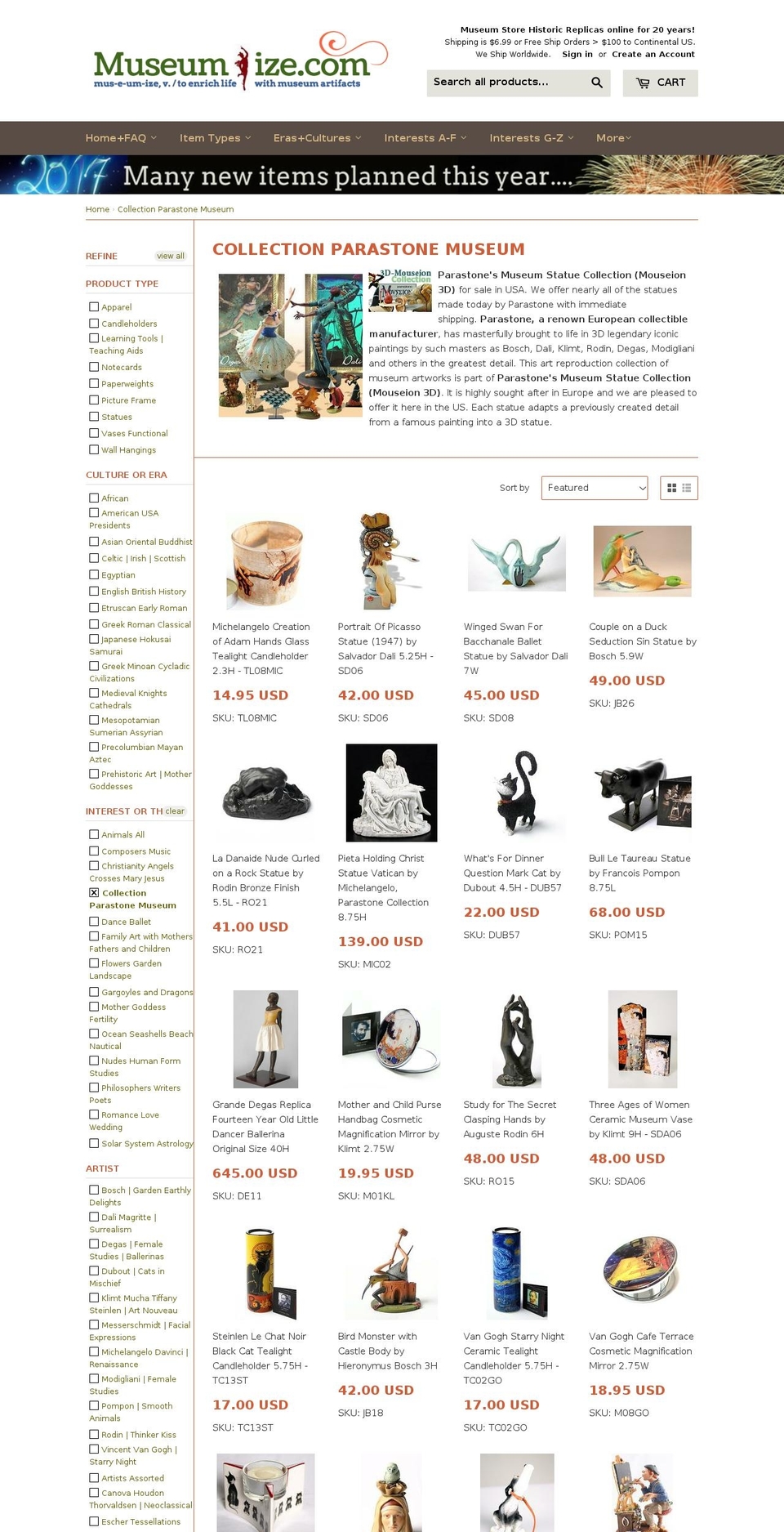 parastone.com shopify website screenshot