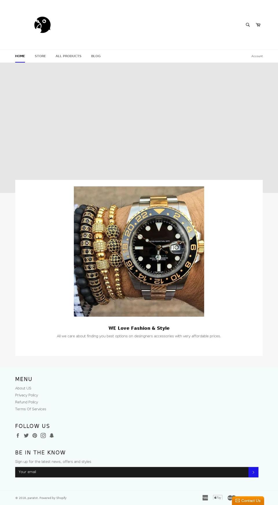 paratot.com — Shopify storefront screenshot