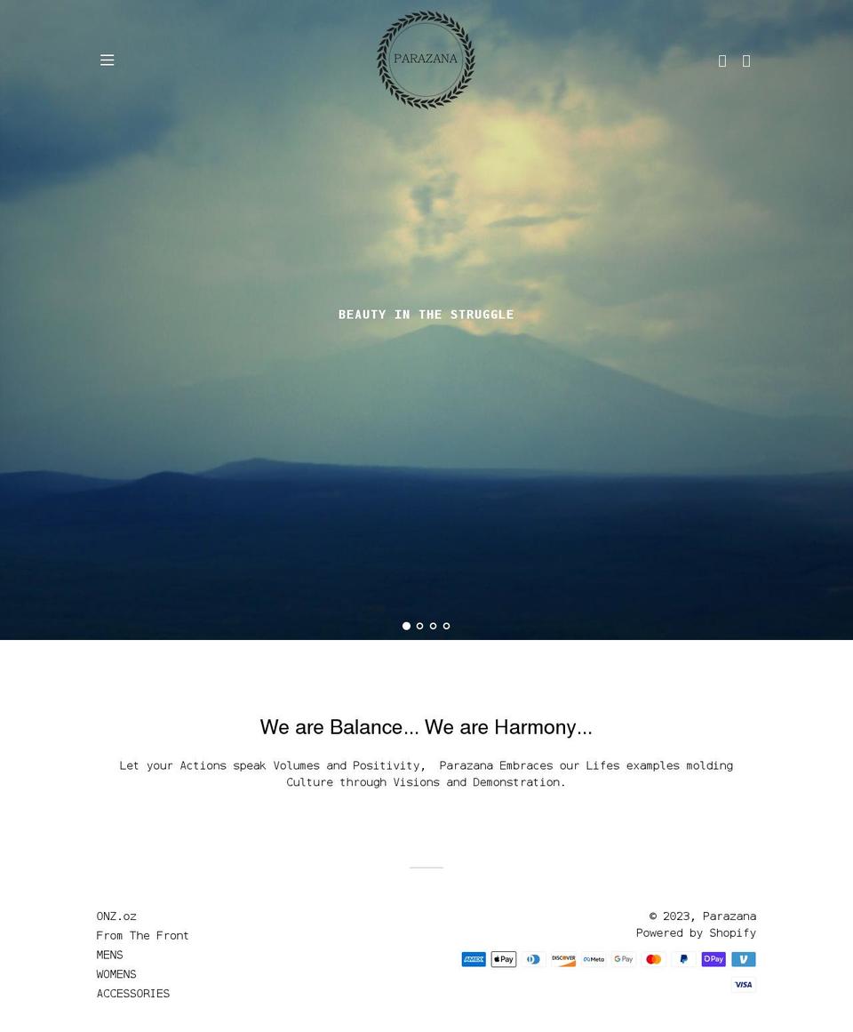 parazana.com shopify website screenshot
