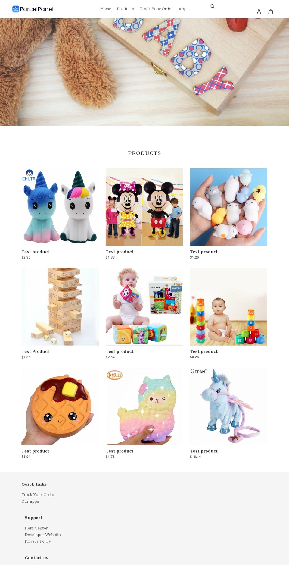 parcelpanel.myshopify.com shopify website screenshot