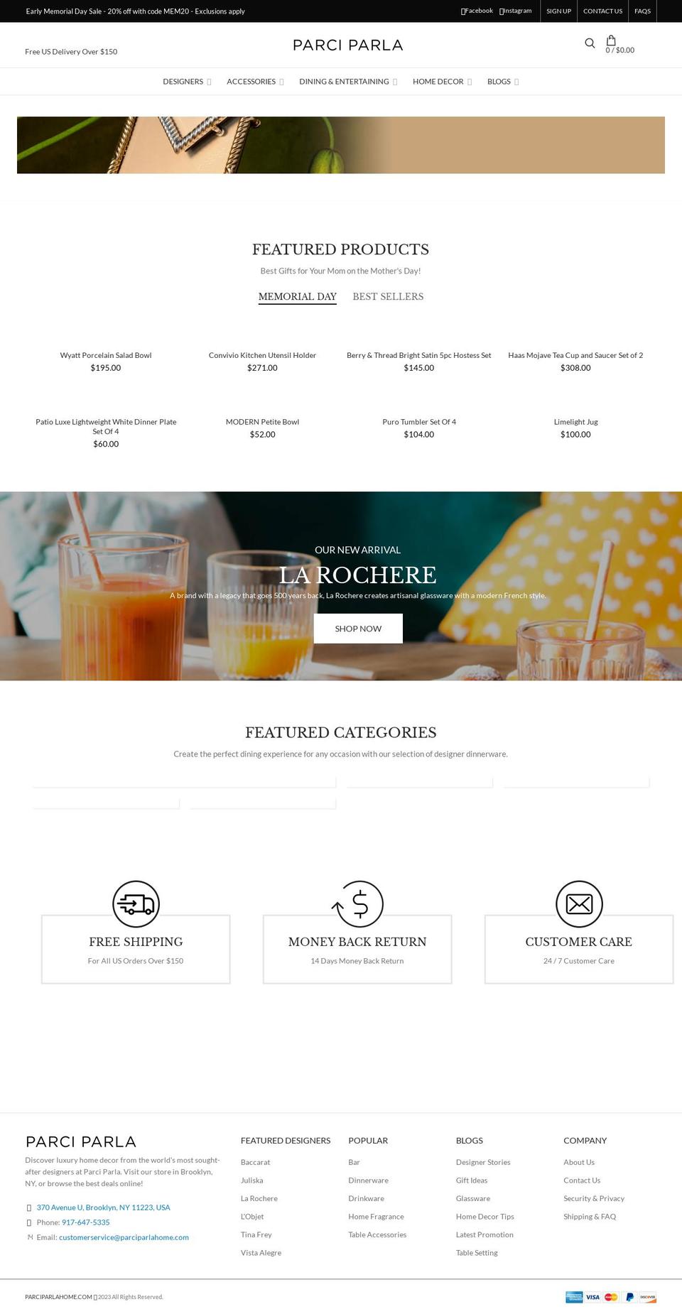 parciparlahome.com shopify website screenshot