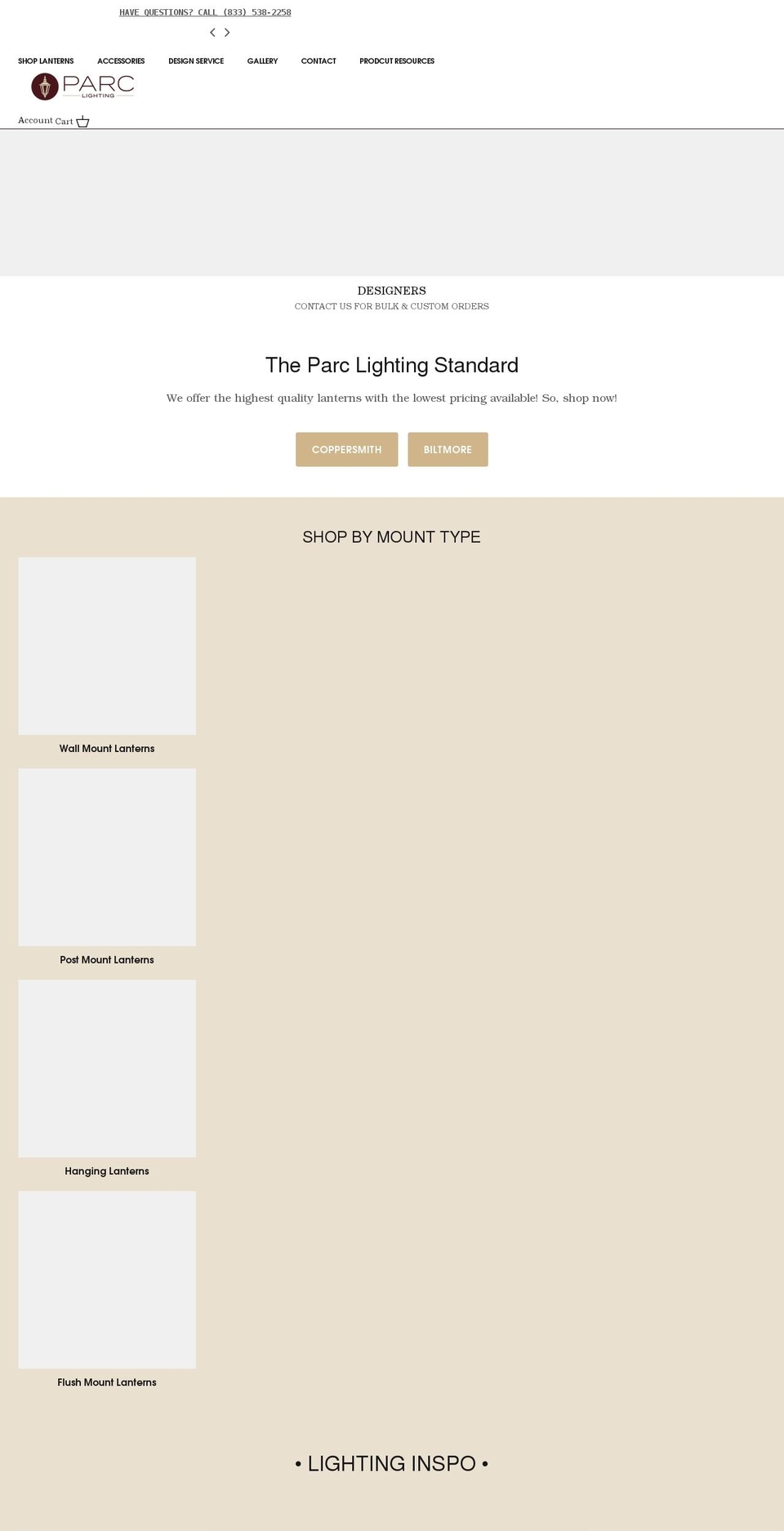 parclighting.com shopify website screenshot