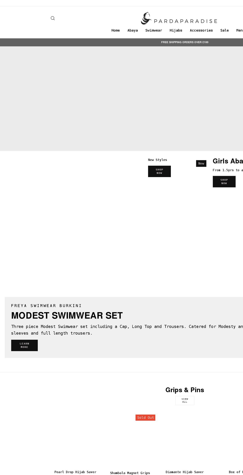 pardaparadise.com shopify website screenshot