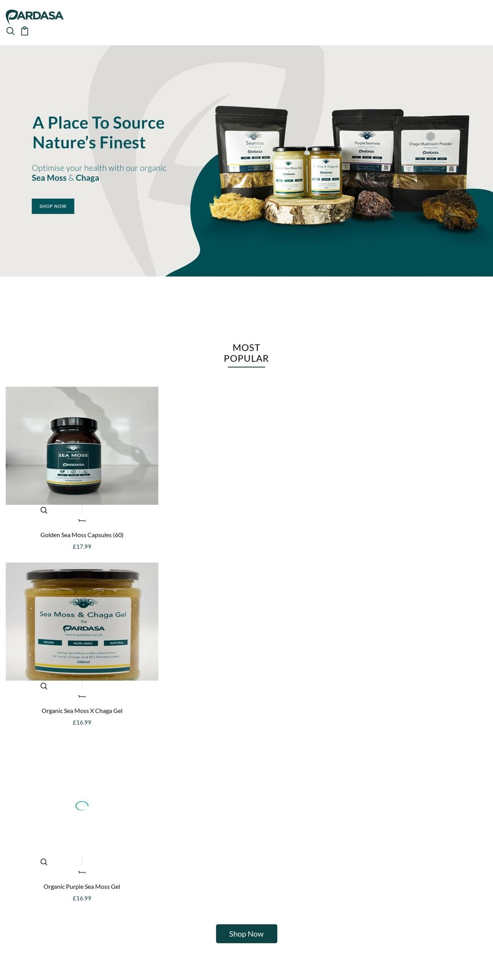 pardasa.co.uk shopify website screenshot