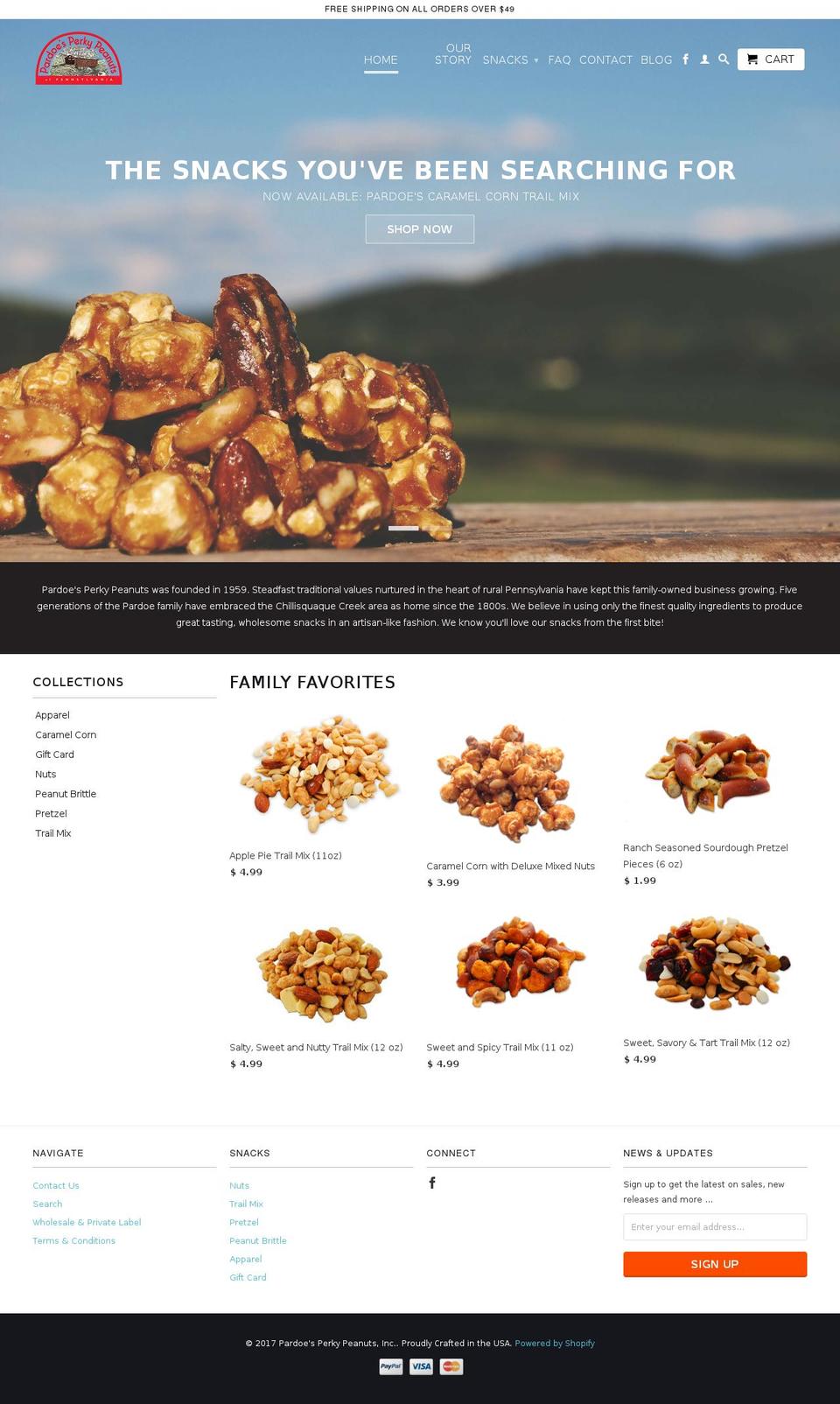 pardoesperkypeanuts.com shopify website screenshot