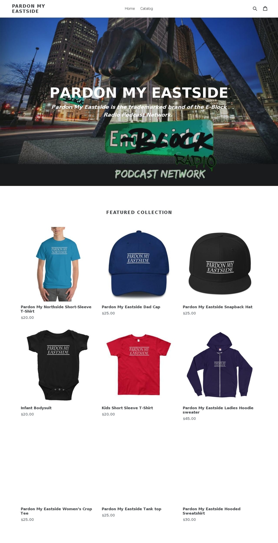 pardonmyeastside.com — Shopify storefront screenshot