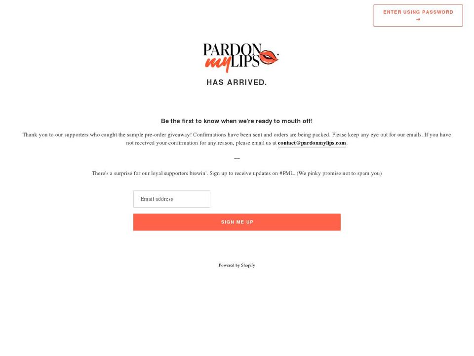 pardonmylips.com shopify website screenshot