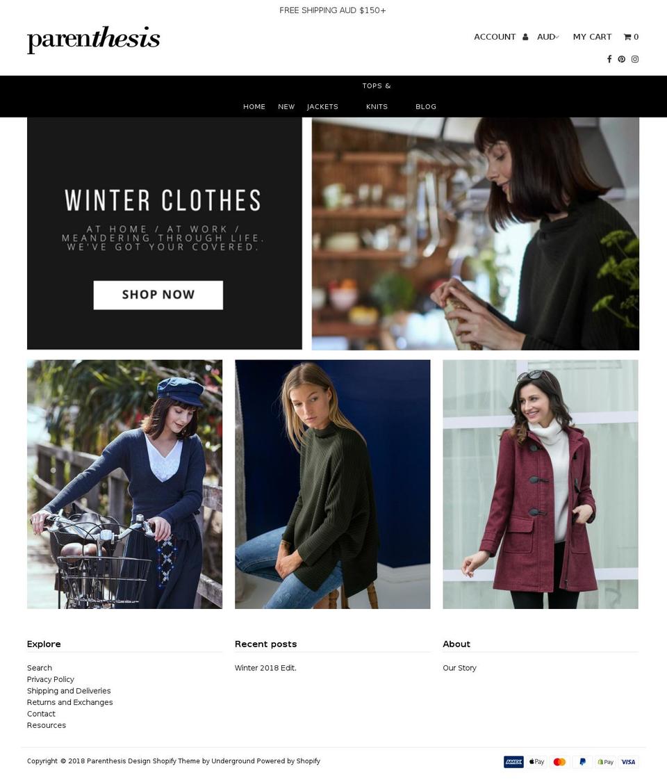 parenthesisdesign.com — Shopify storefront screenshot