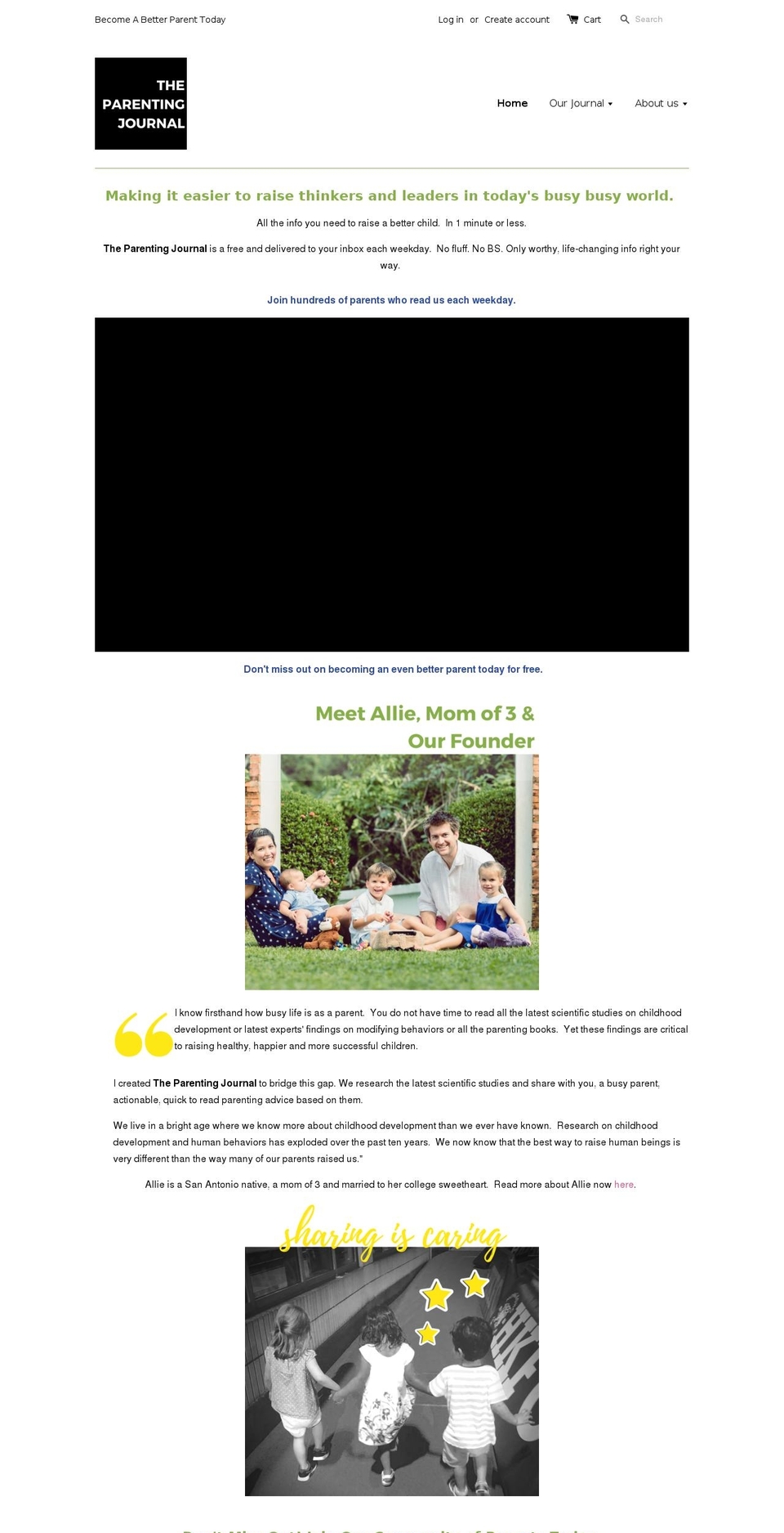 parentingjournal.org shopify website screenshot
