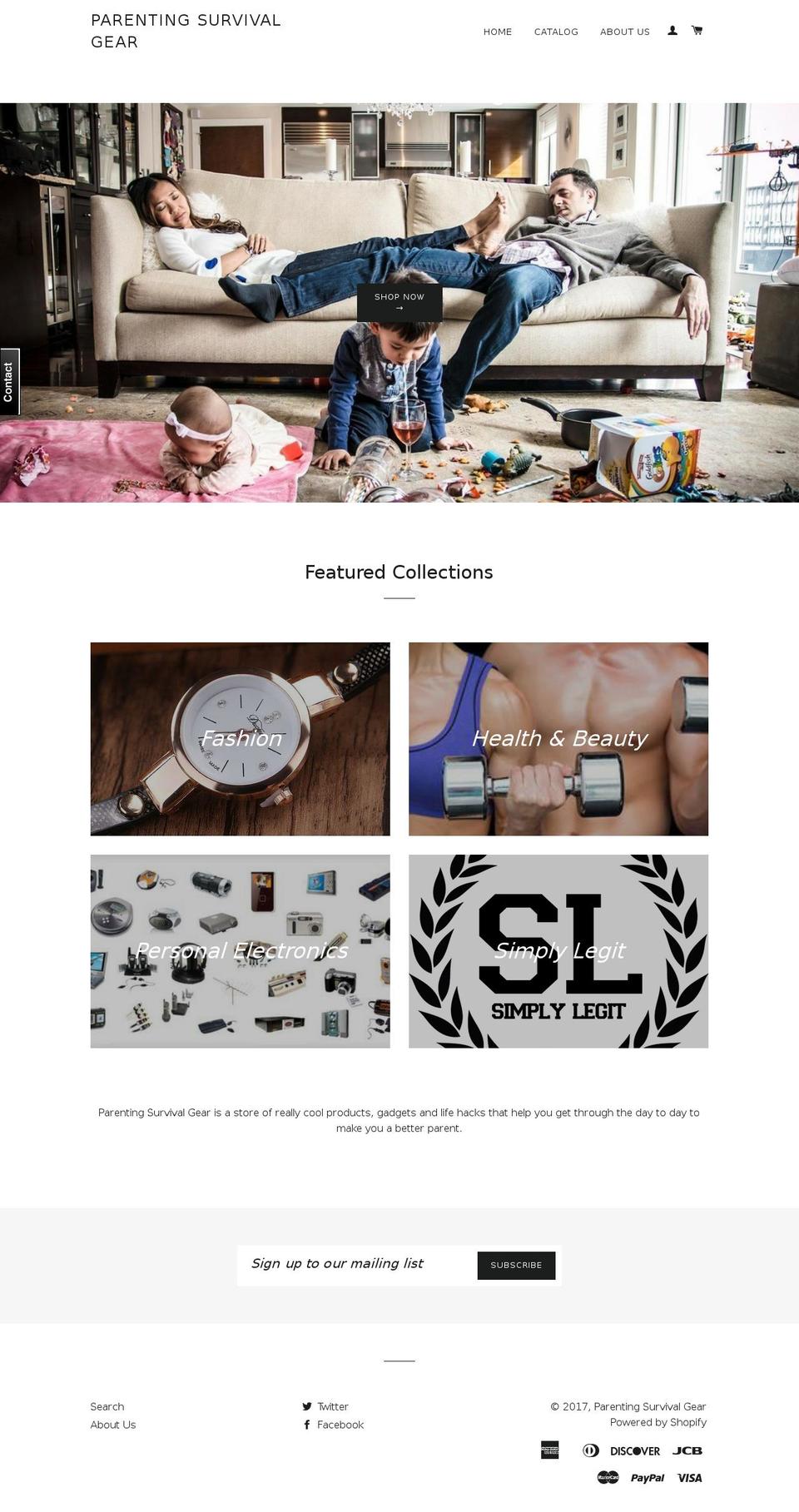parentingsurvivalgear.com shopify website screenshot