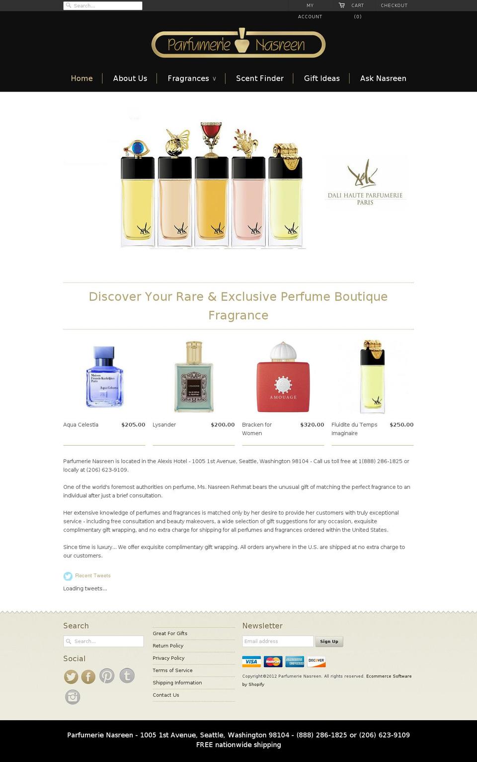parfumerienasreen.com shopify website screenshot