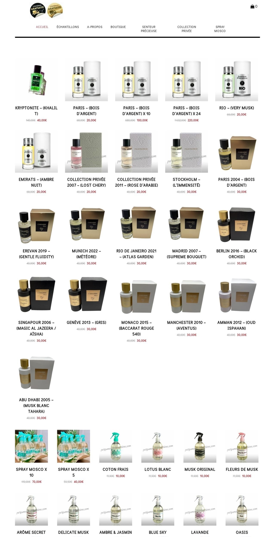 parfumscollectionprivee.com — Shopify storefront screenshot