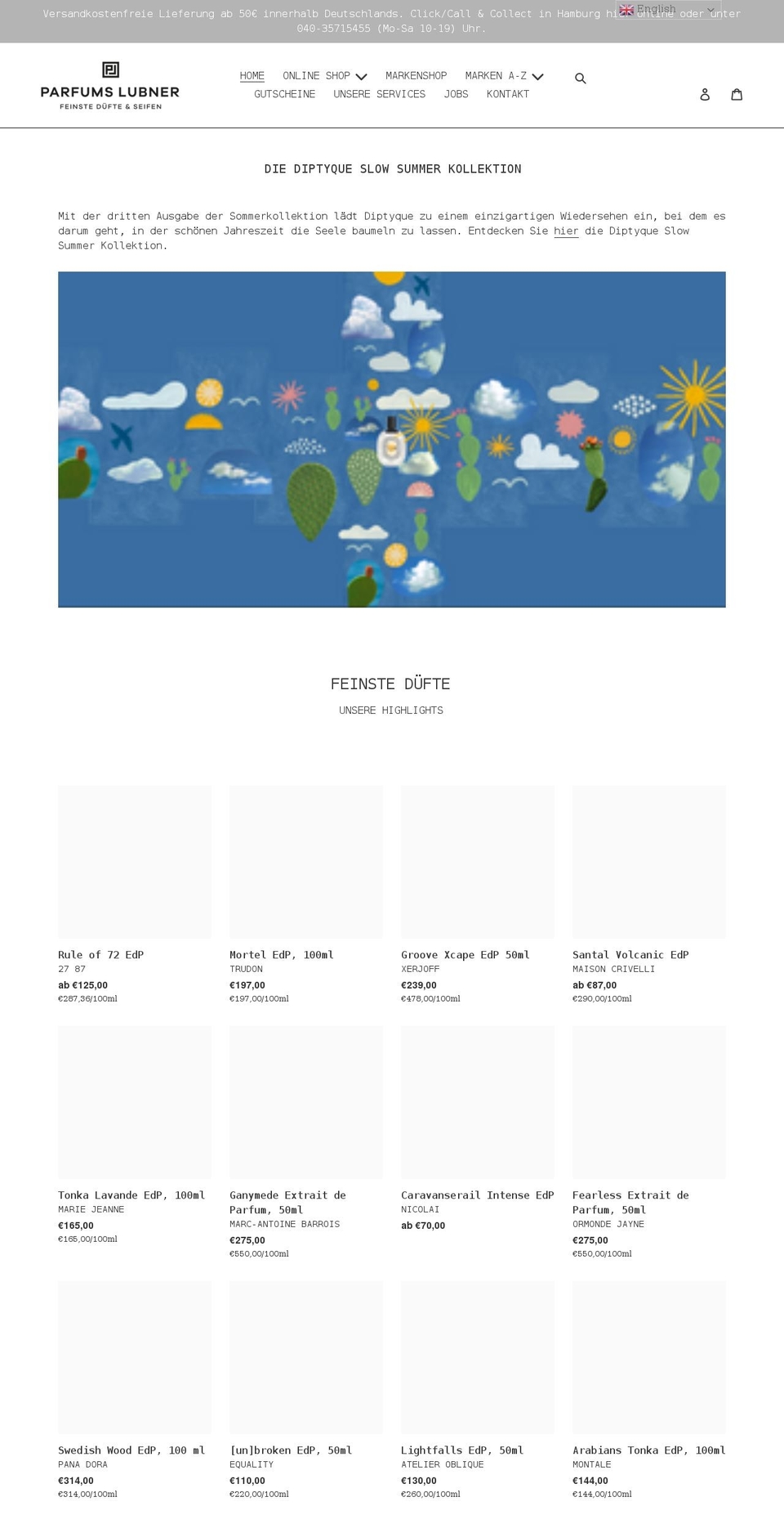 parfumslubner.com shopify website screenshot