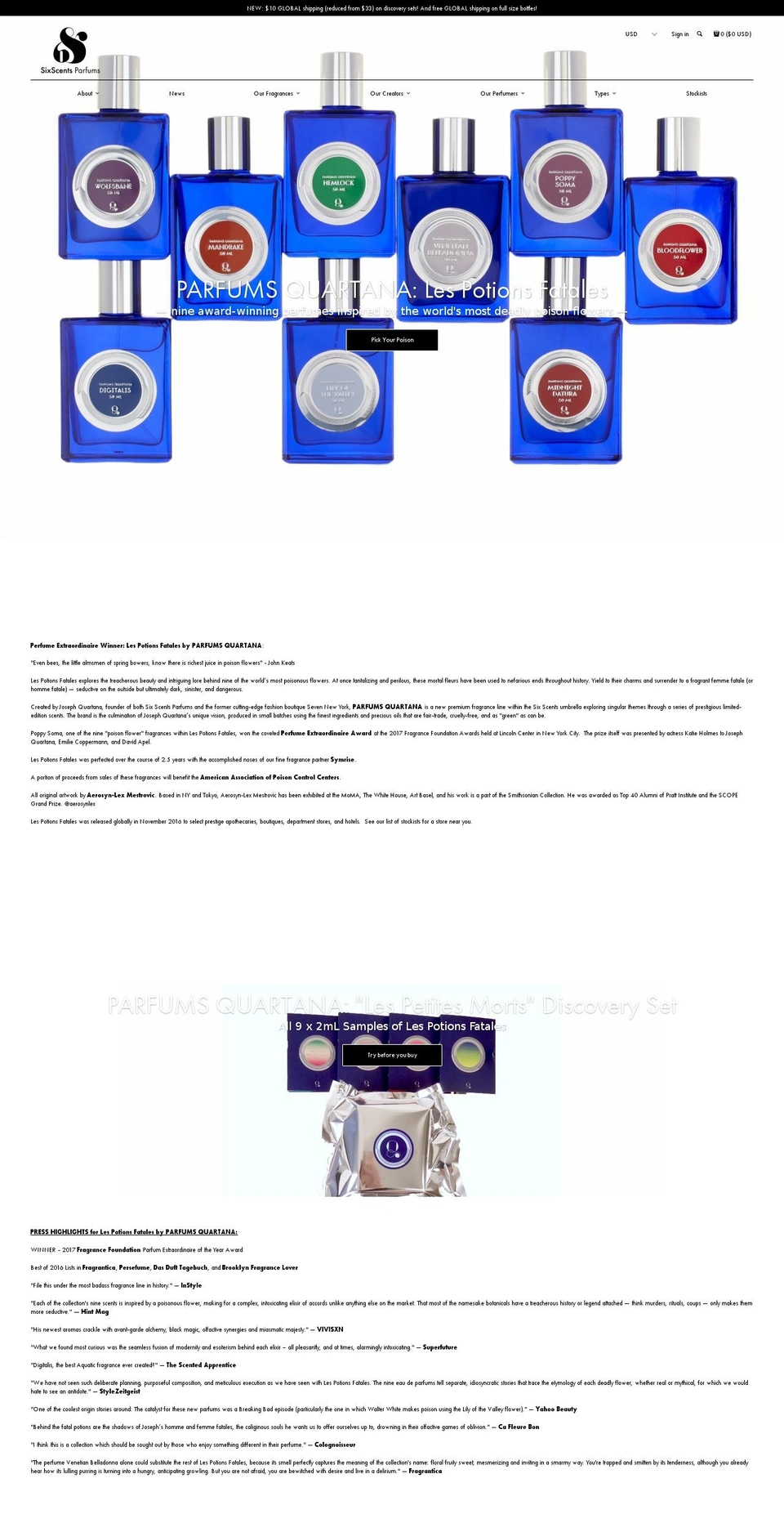 parfumsquartana.com — Shopify storefront screenshot