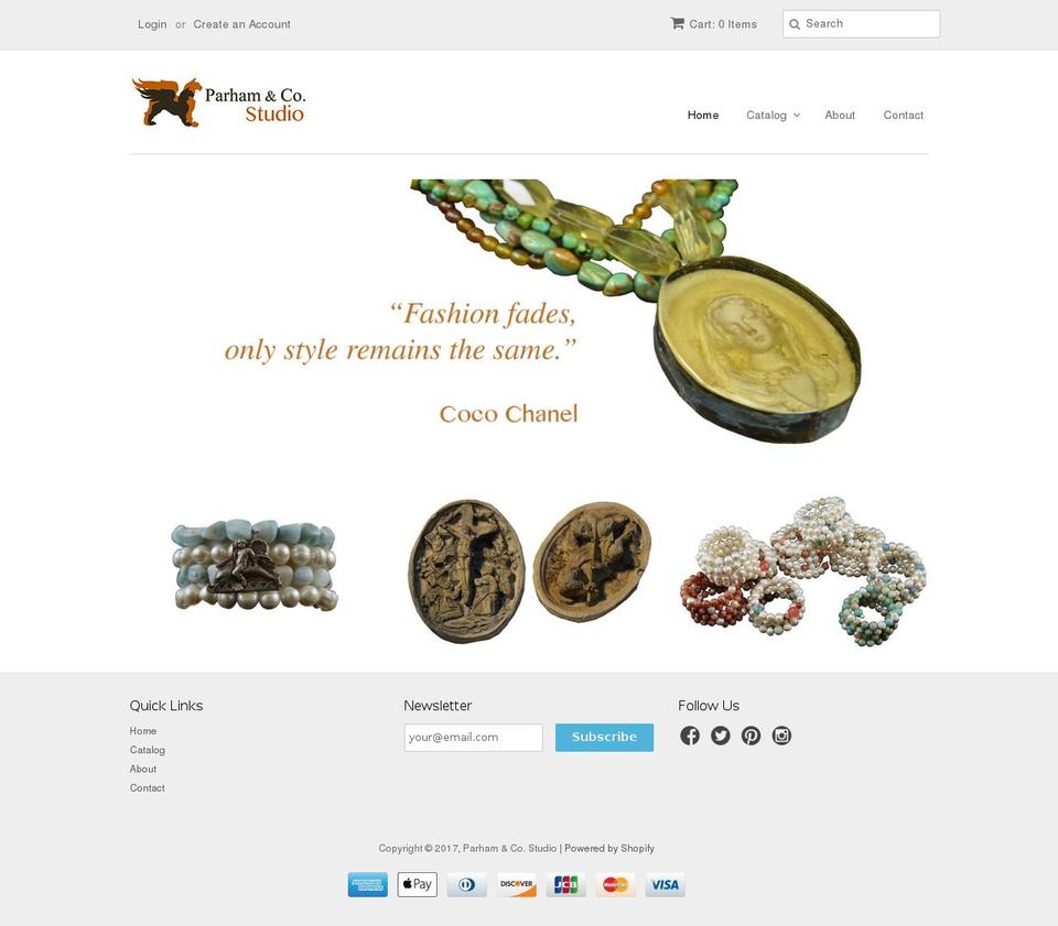parhamcostudio.com shopify website screenshot