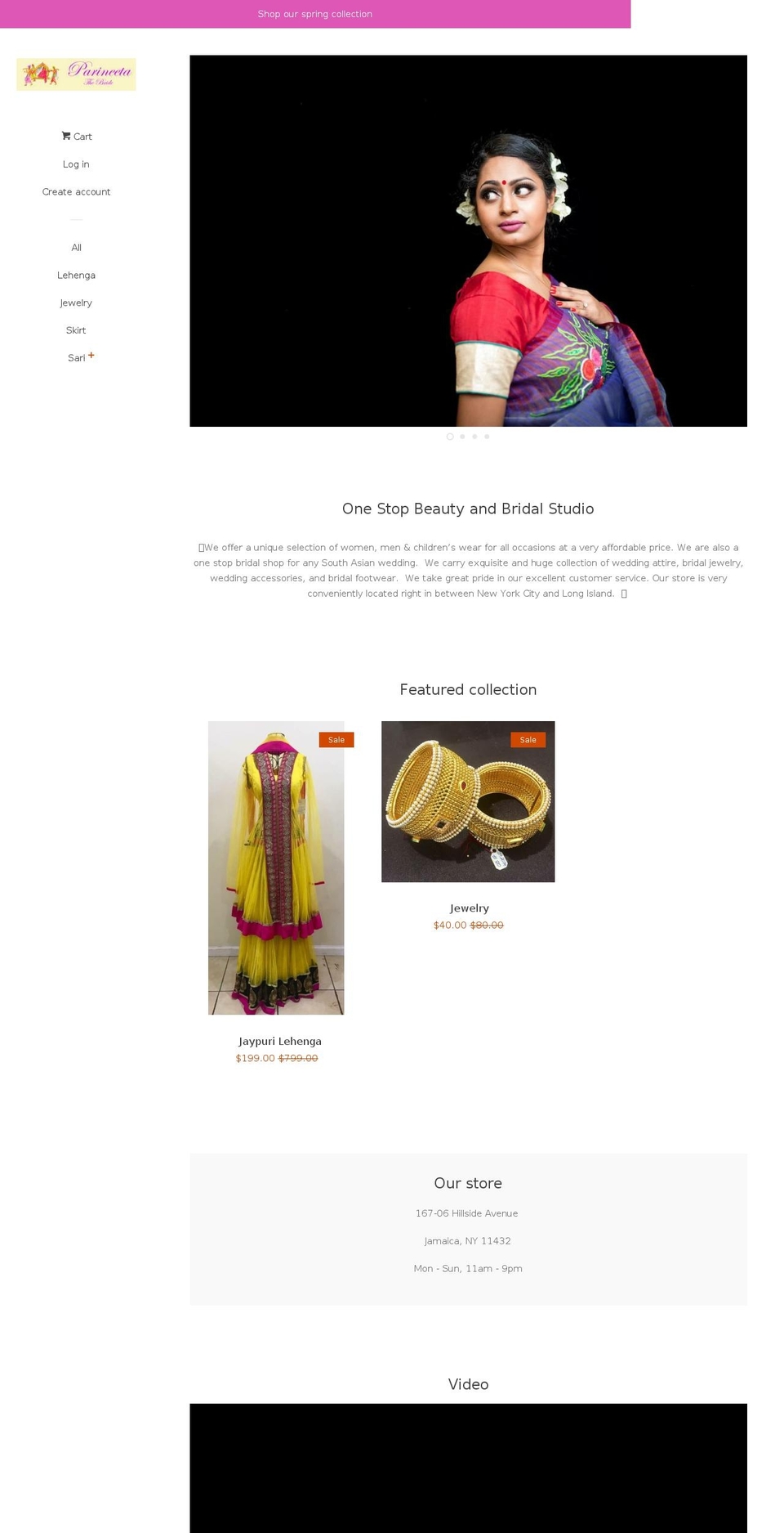 parineetathebride.com — Shopify storefront screenshot