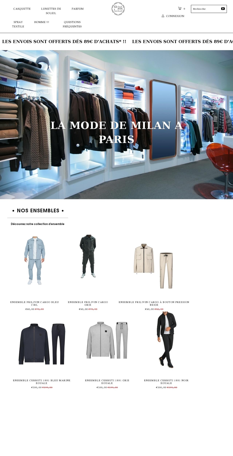 paris-milano.com shopify website screenshot
