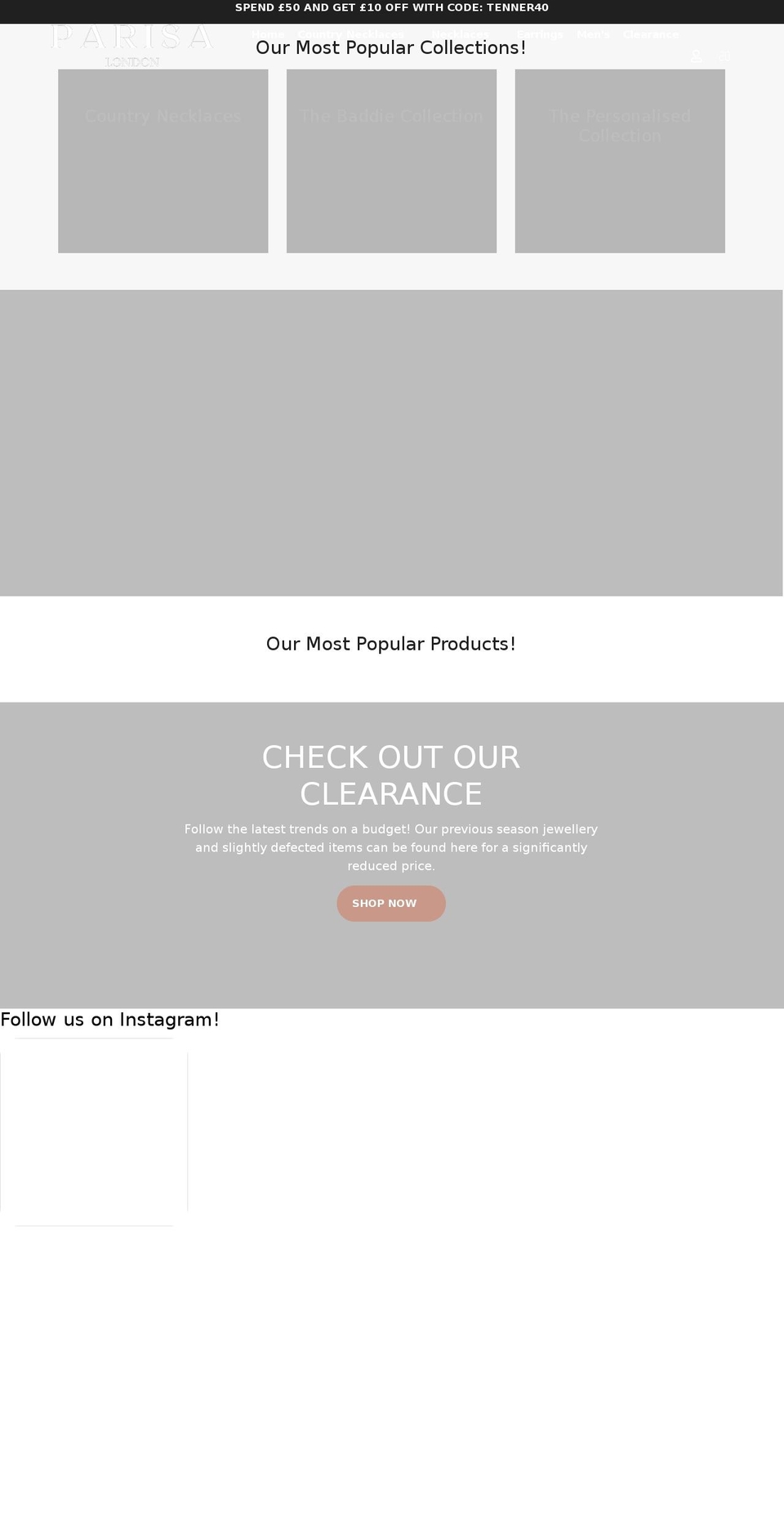 parisalondon.co.uk shopify website screenshot