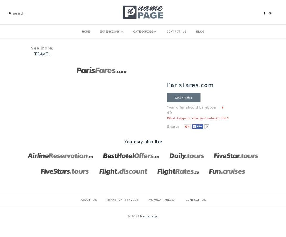 parisfares.com shopify website screenshot