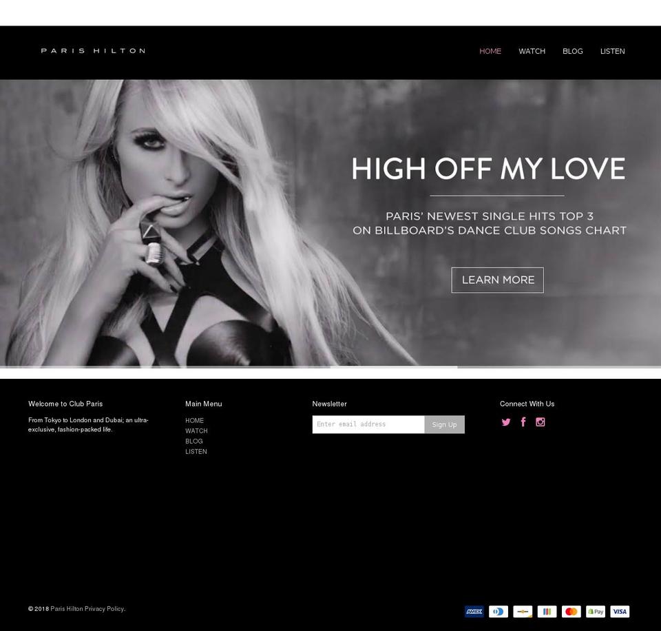 parishiltonentertainment.net shopify website screenshot