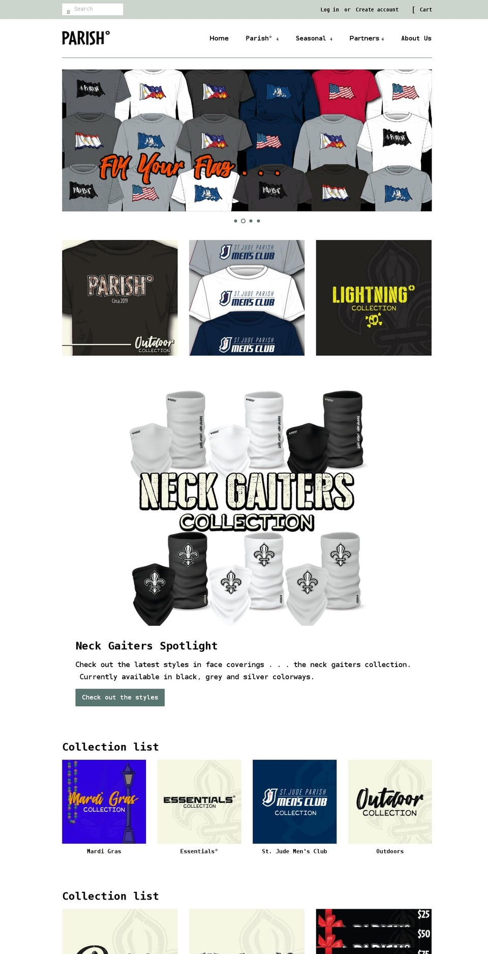 parishproject.com shopify website screenshot